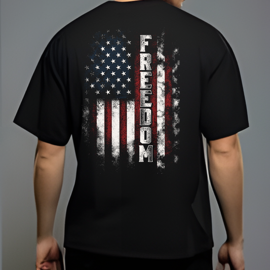 Freedom Vertical Flag Tee – Black