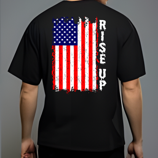 Rise Up American Flag Tee – Black